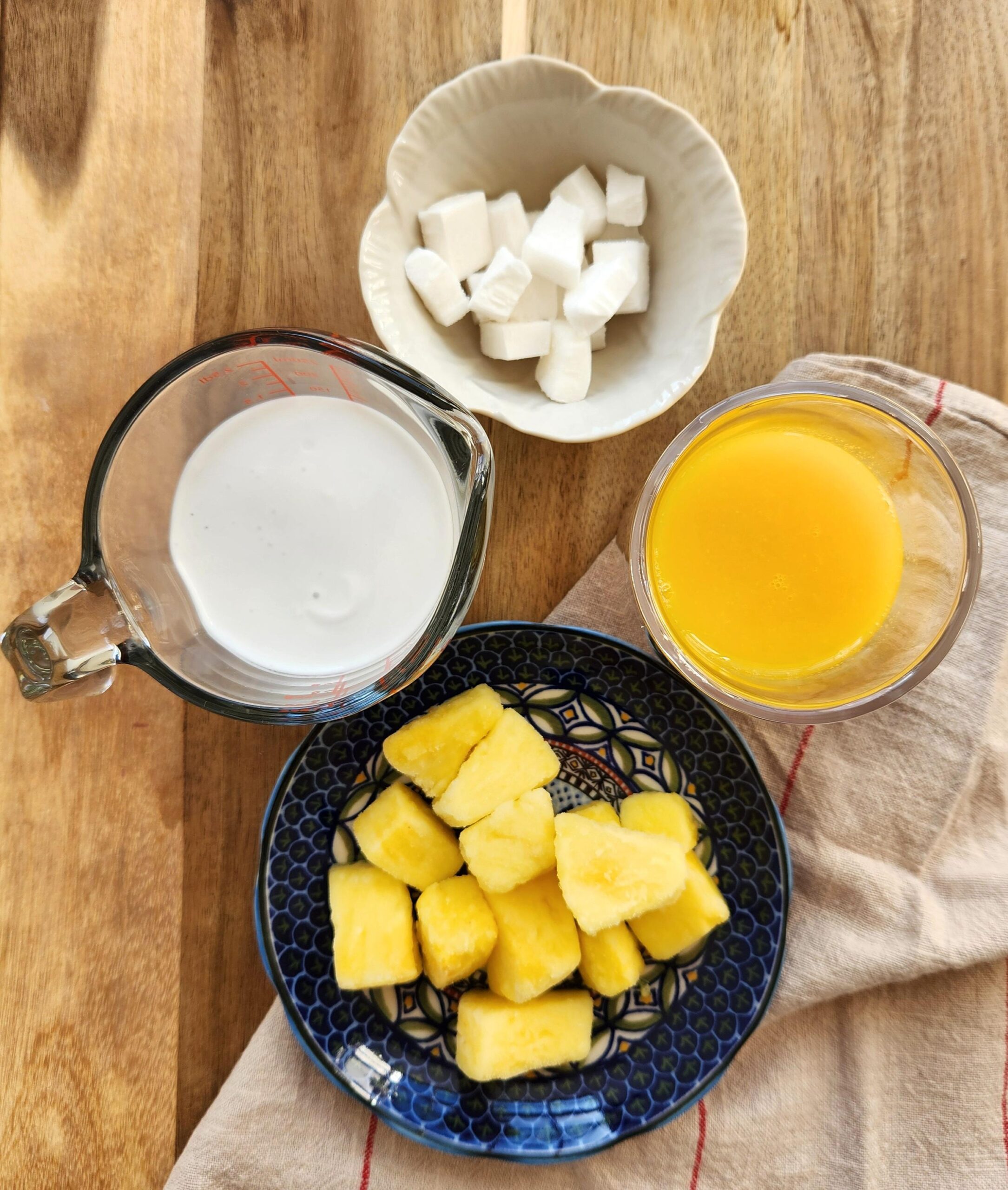 ingredients for the pina colada smoothie