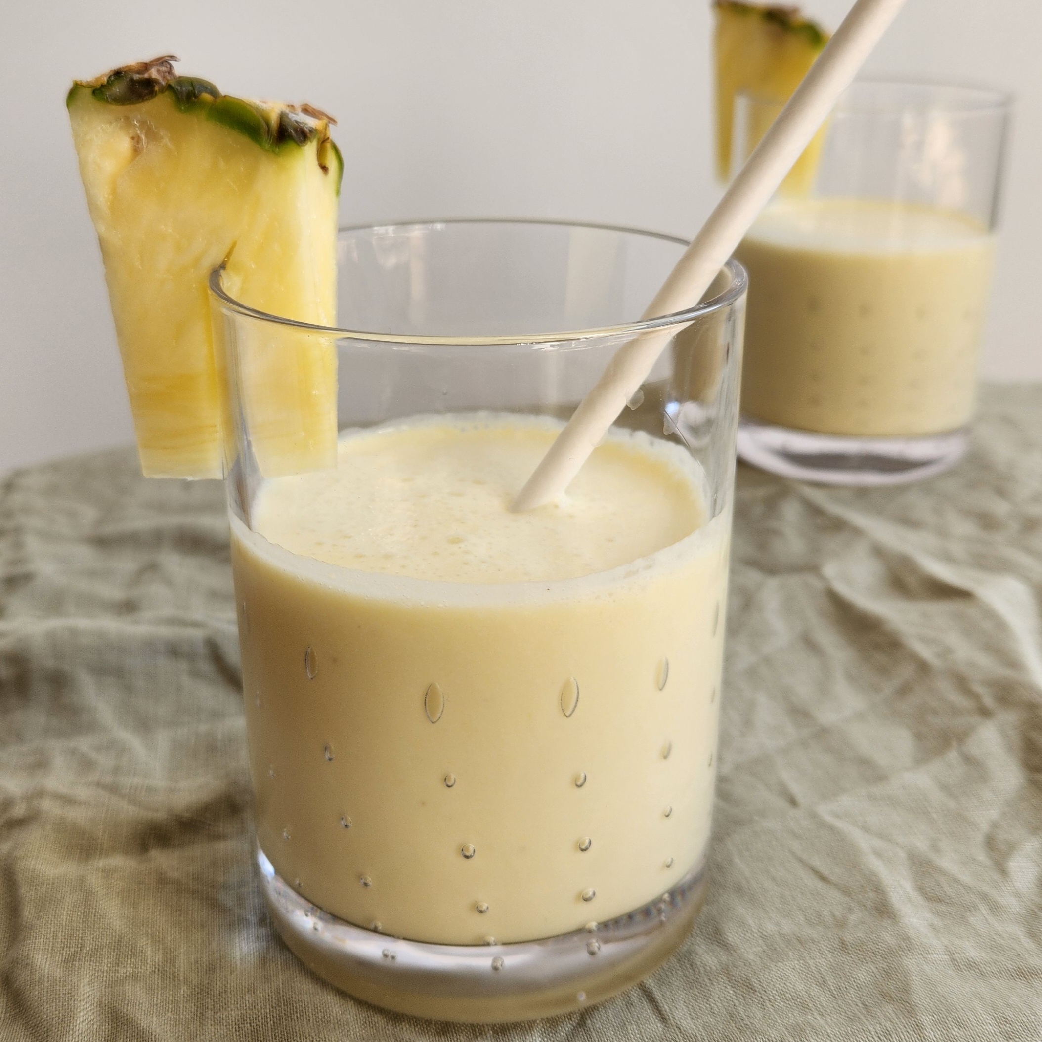 close up of a pina colada smoothie