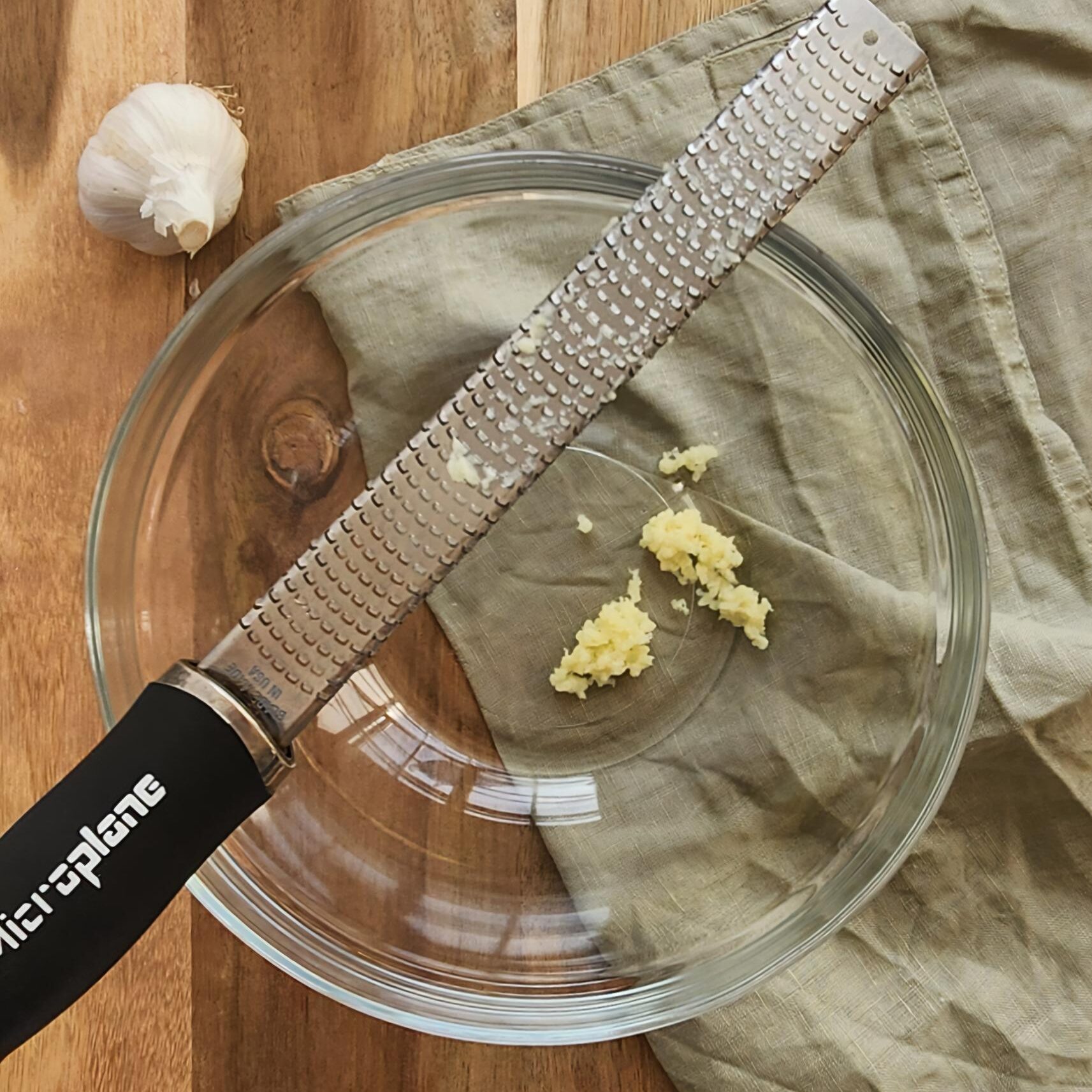 grated garlic in a bowl